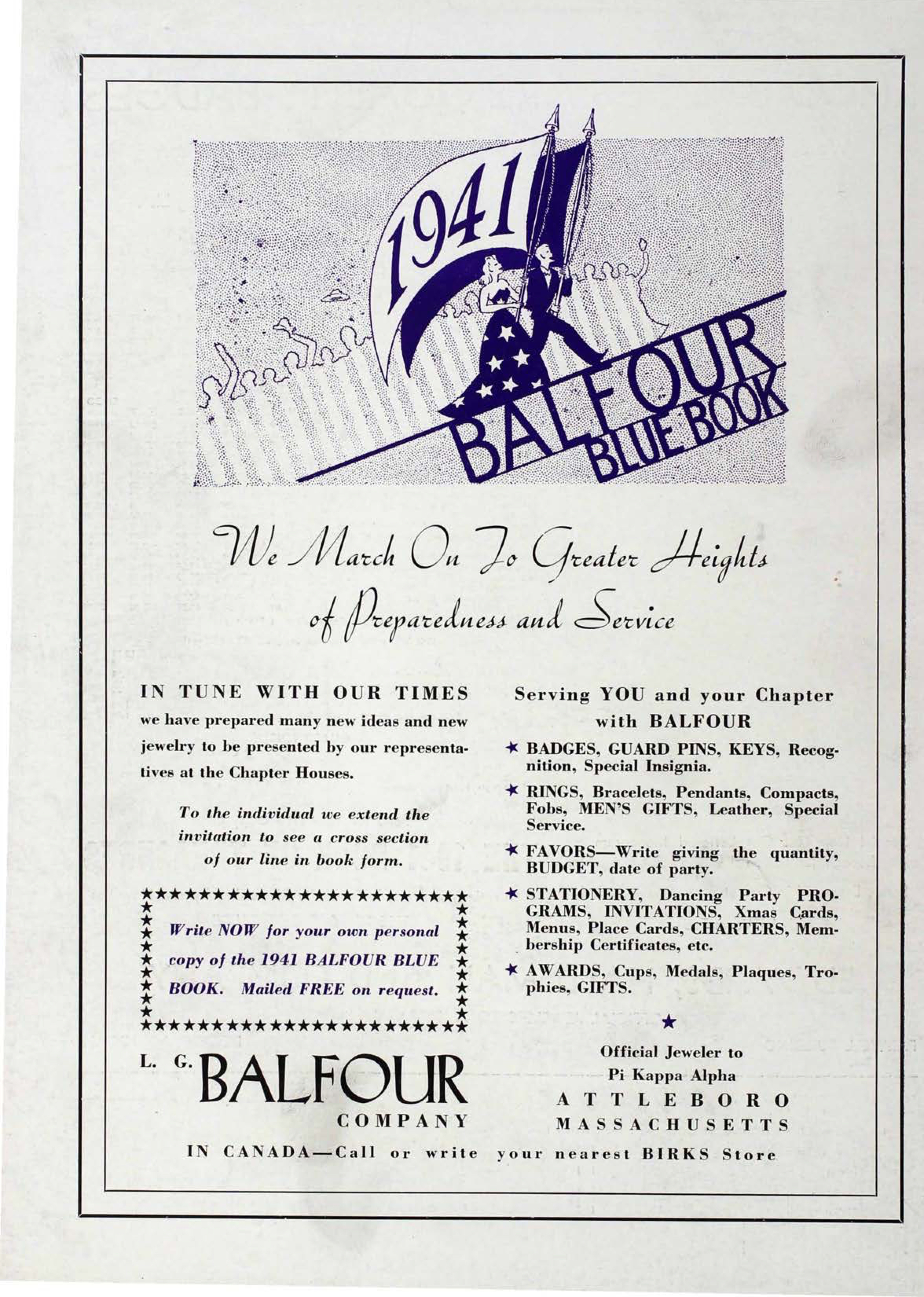 L. G. Balfour Company Advertisement, September 1940